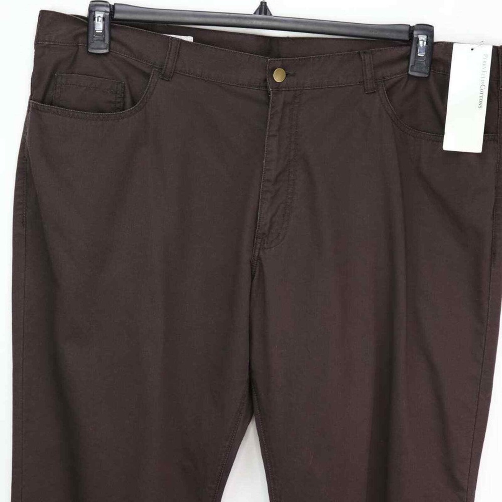 Cotton Casual Pants Brown Chinos Straight Leg Everyday Comfort 42x30 - Picture 2 of 13